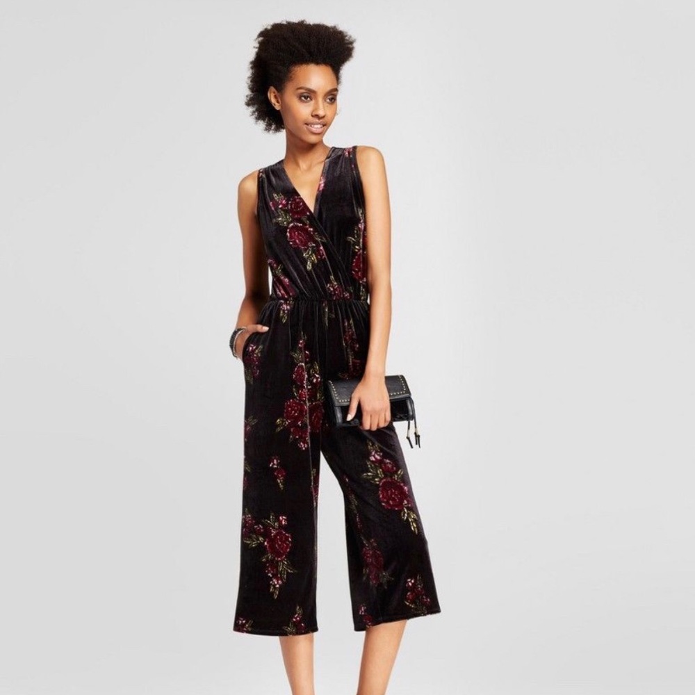 Velvet Floral Jumpsuit